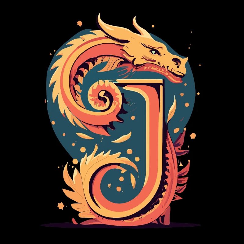 Lettre J avec dragon
