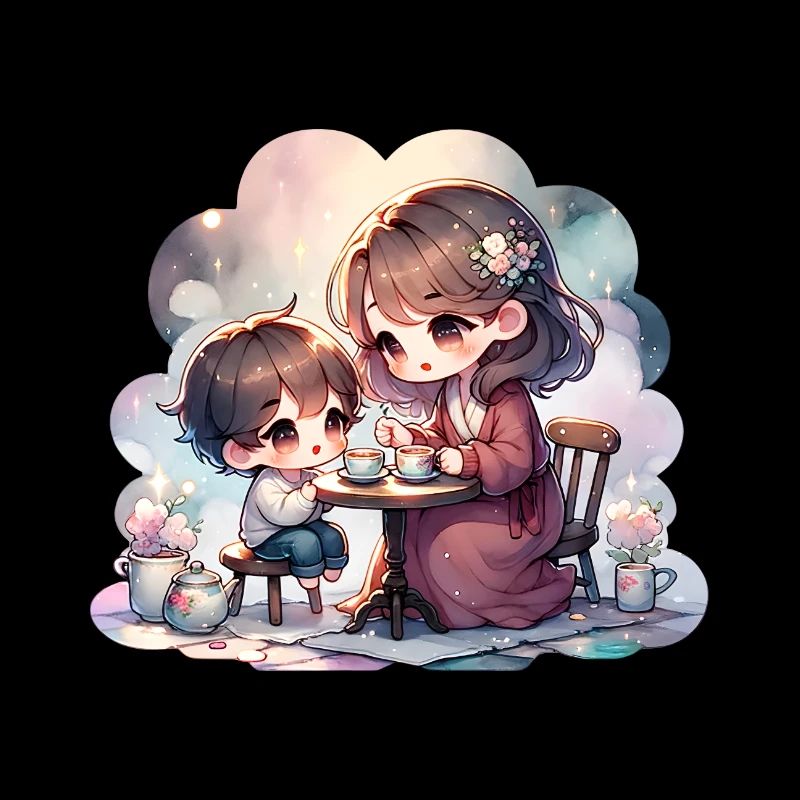 Mutter und Sohn genießen eine gemütliche Teeparty