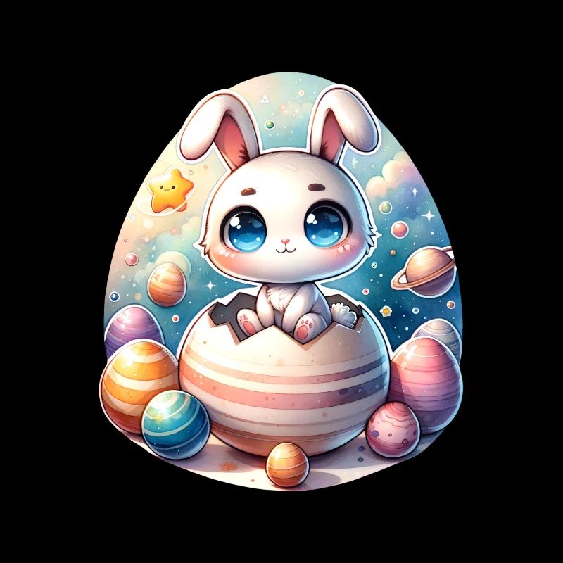 Space Bunny sur la planète de l’œuf de Pâques fissuré