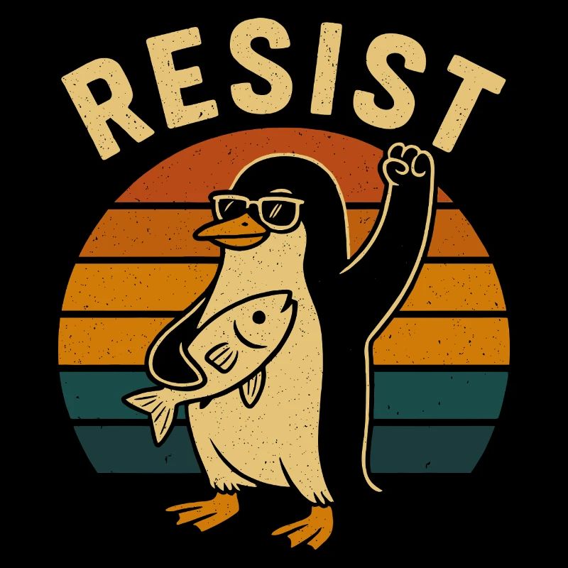 Retro Penguin Resist Protest Design