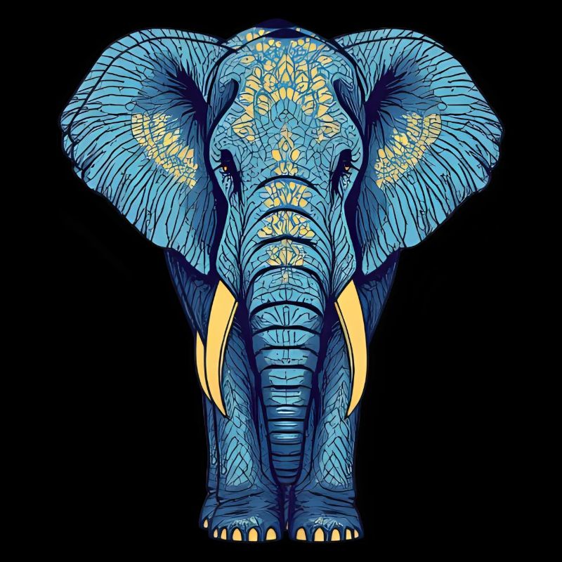 Elegant elephant head with ornamental pattern