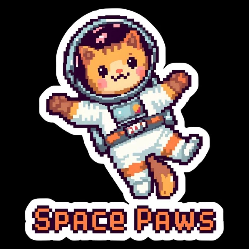 Space Paws - Autocollant d’astronaute Pixel Cat