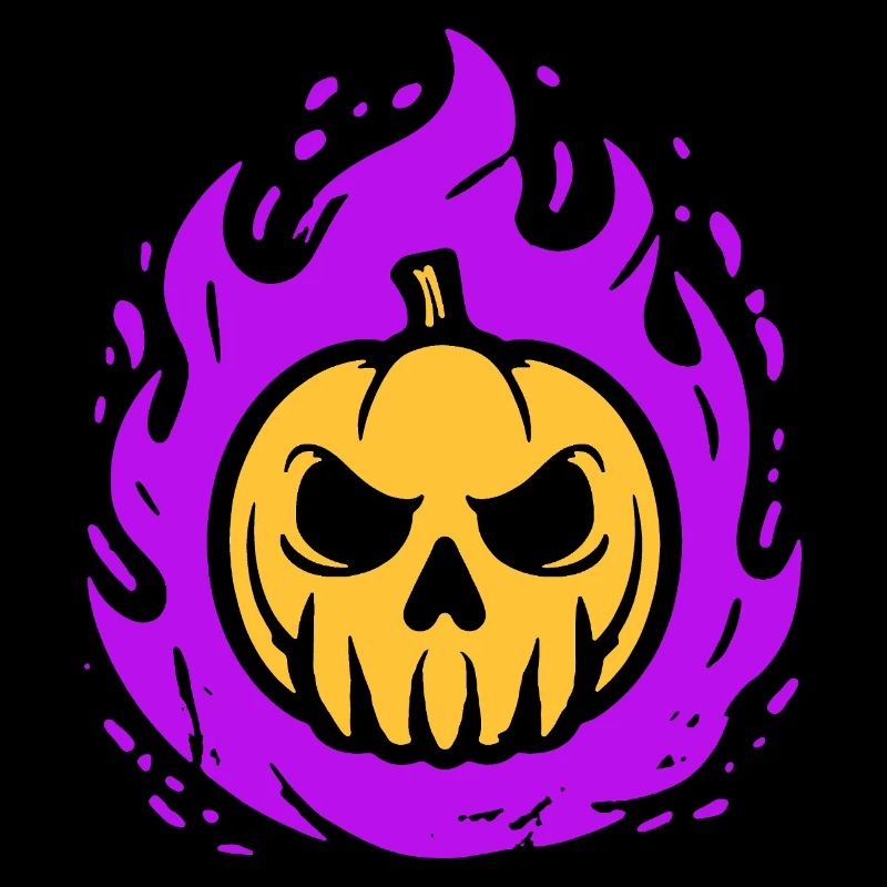 Citrouille orange avec flammes violettes