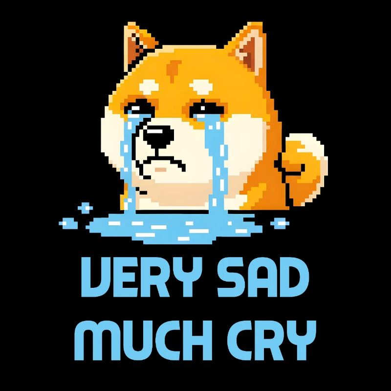 Très triste, beaucoup pleure - Pixel art du mème Doge