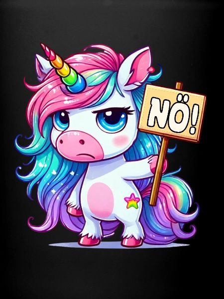 Regenbogen-Einhorn mit Nein-Schild
