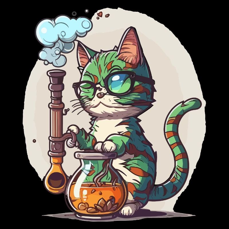 Kater mit Brille und Glasgefäß