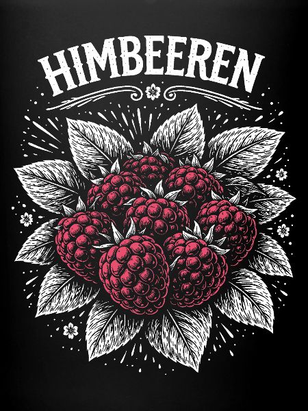 Raspberries Illustration Pink Print
