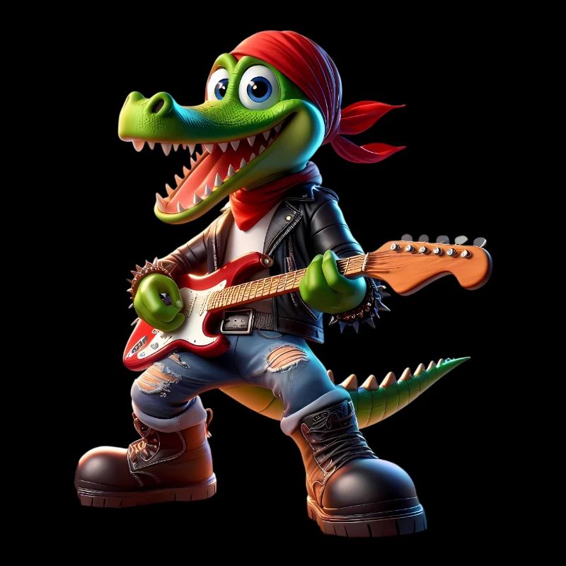 Kroko-Rocker mit Gitarre