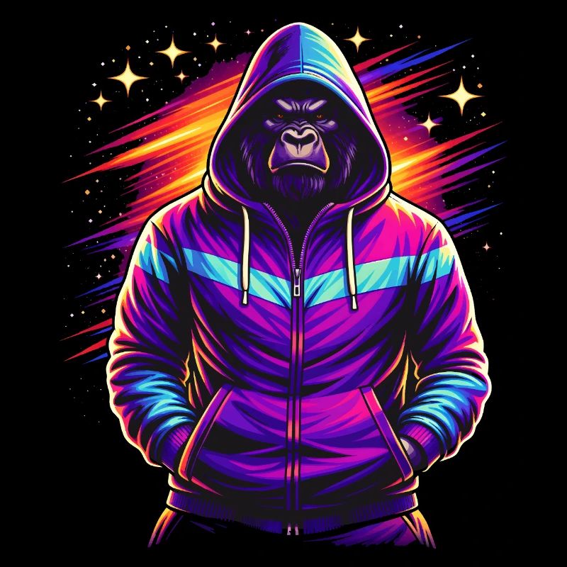 Neon Gorilla 80er Retro Stil