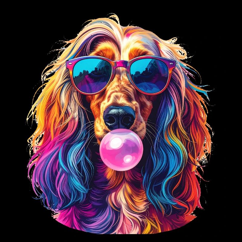 Pop Art Afghan Greyhound with Bubblegum