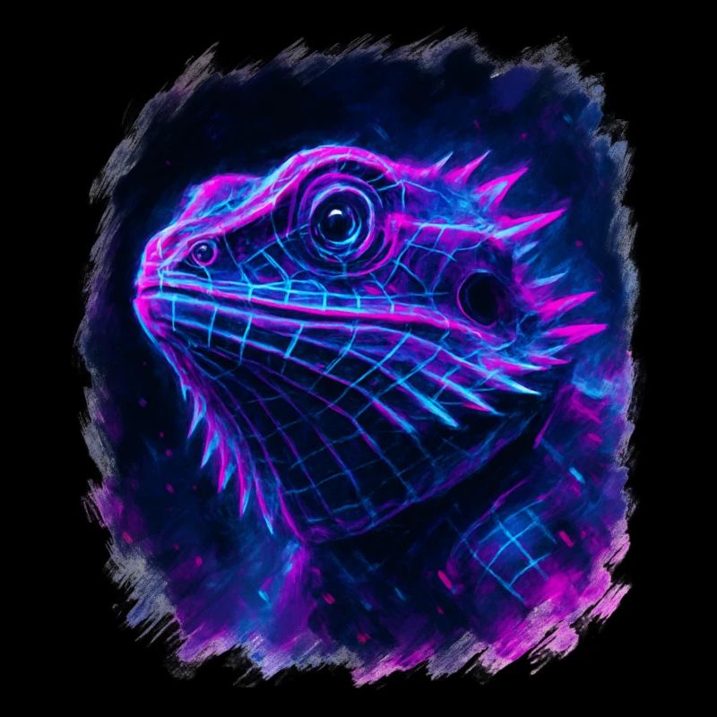 Dragon Barbu Cyberpunk Néon Synthwave