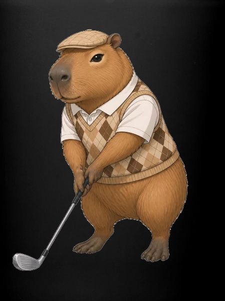 Capybara spielt Golf 