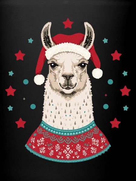 Weihnachtslama mit Mütze & Pullover