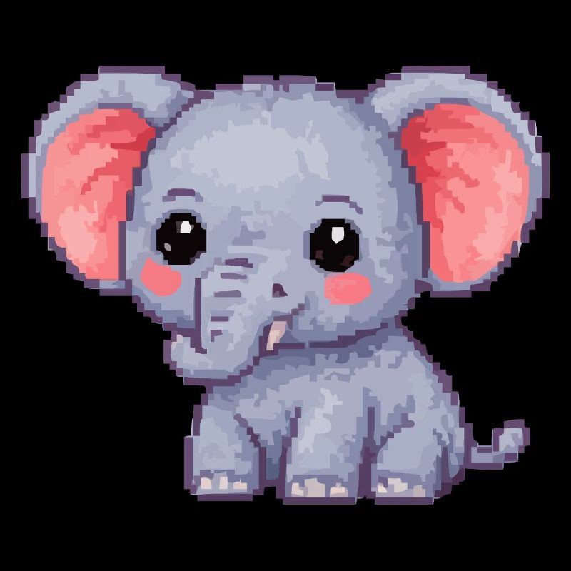 Petit Éléphant Pixel Héros Câlin