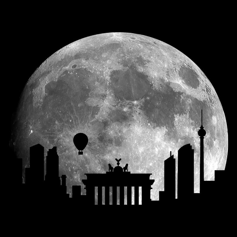 Berlin Moon Skyline Capital Night Silhouette