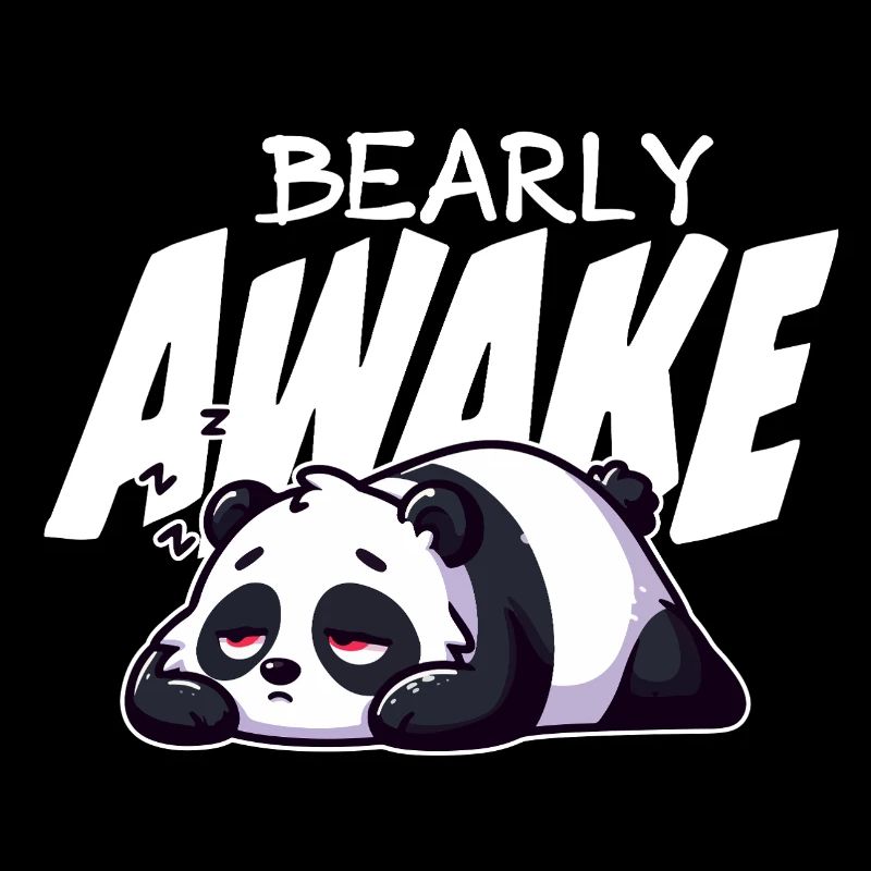 Bearly Awake Panda Illustration