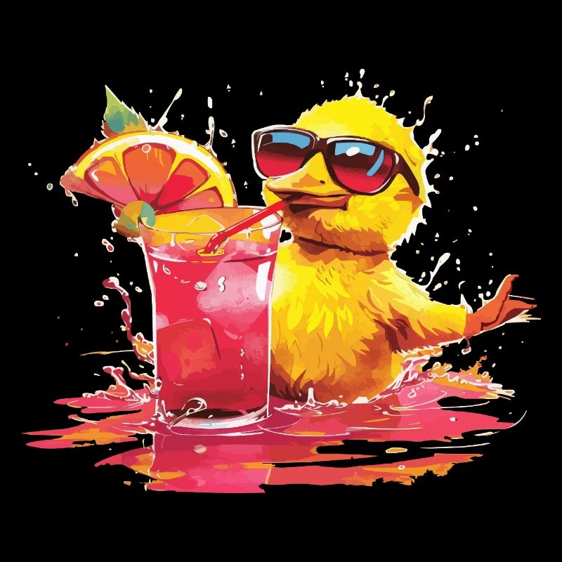 Cool chick with cocktail and sunglasses