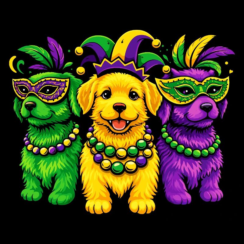 Chiens de carnaval : Trio de perles de Mardi Gras