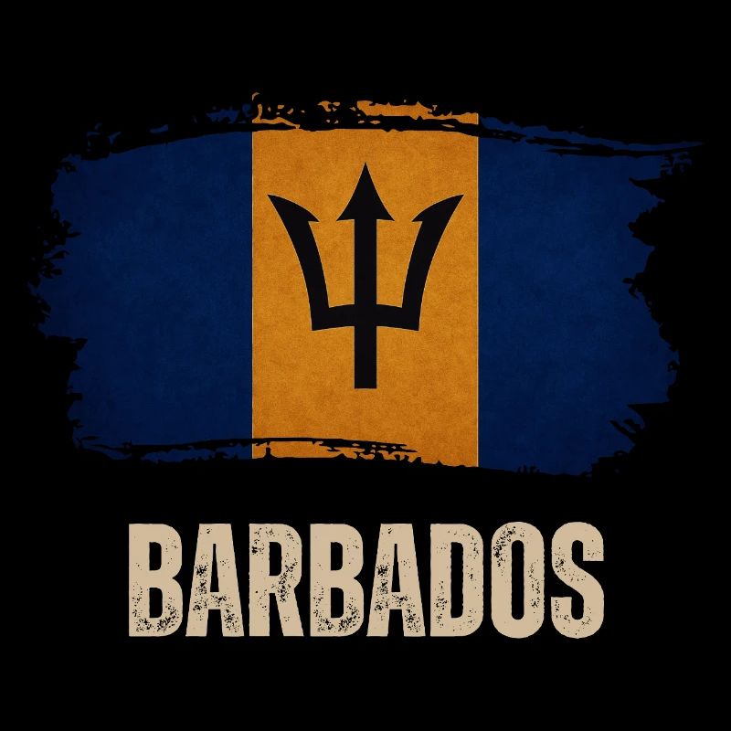 Drapeau grunge de la Barbade, j’adore la Barbade