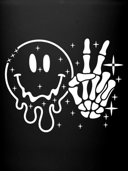 Smiley Skull Peace Hand