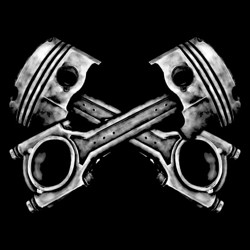 Crossed engine pistons