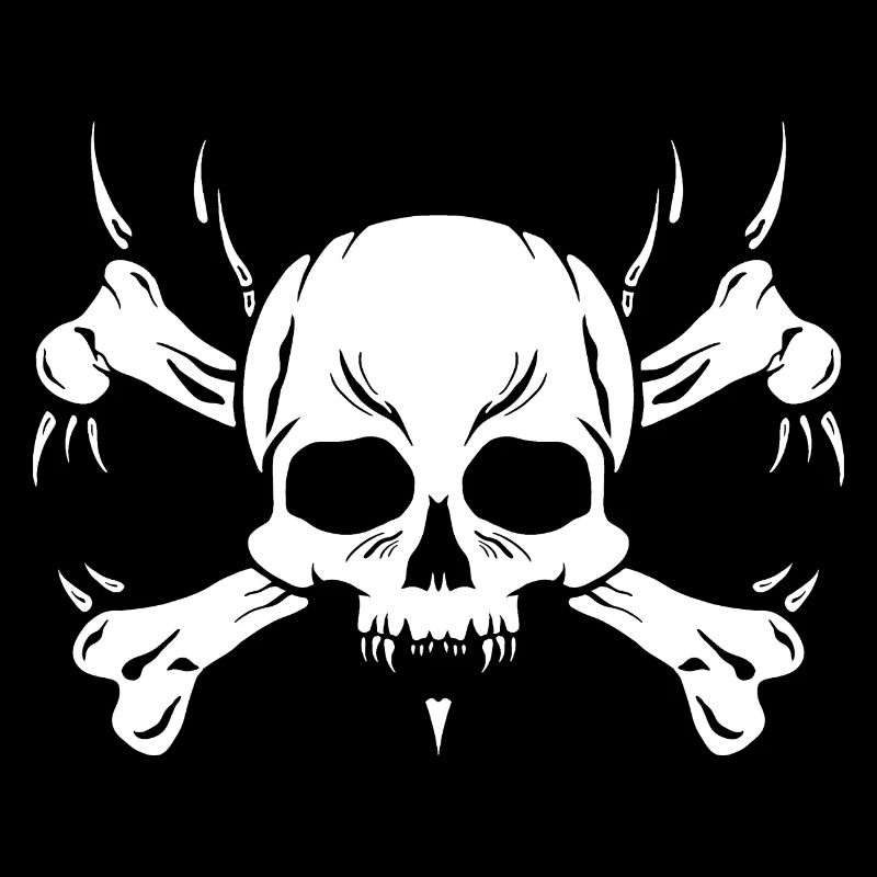 Skull with bone - Metal Style