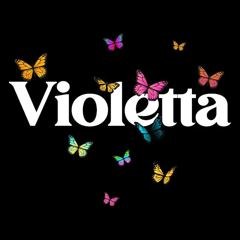 Schöner Mädchenname mit Schmetterlingen VIOLETTA