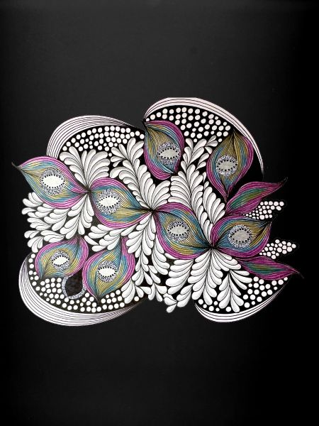Peacock Feather Doodle Pattern