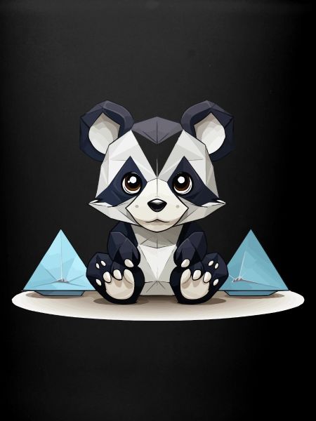 Low-Poly Panda am Eisgebirge