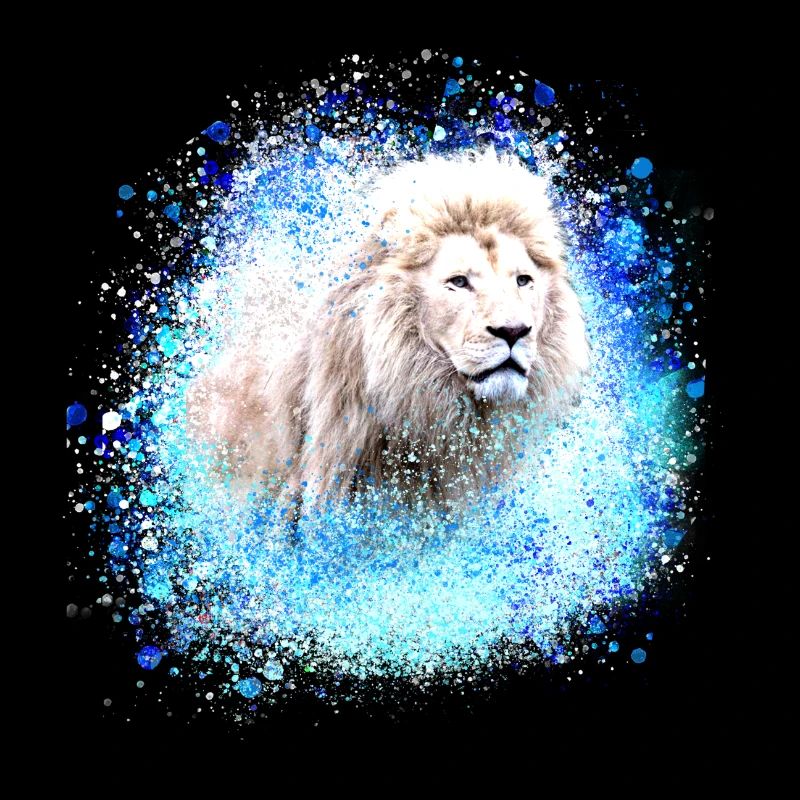lion,,lion's head, graffiti, blue,white lion