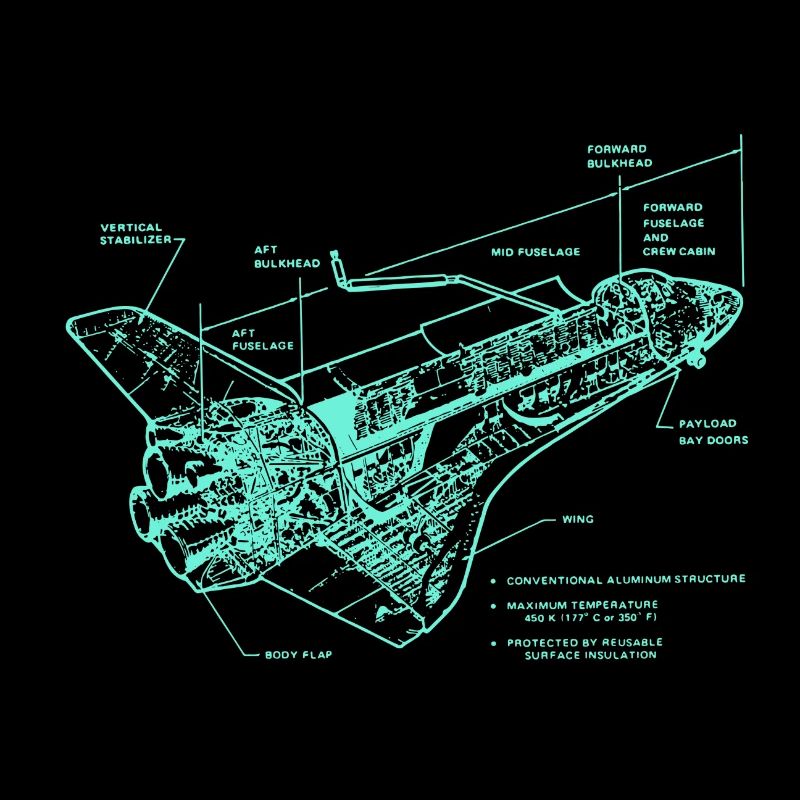 Rétro Old School Space Shuttle Illustration