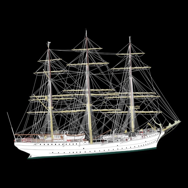Sailing Ship, Full Ship, Boat, White