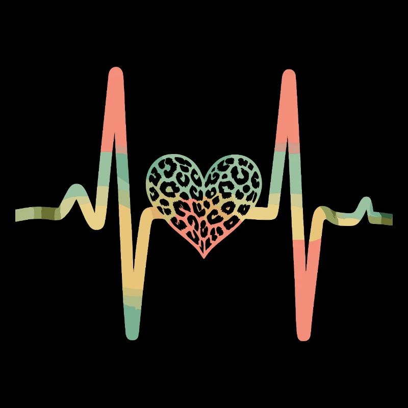 Heartbeat leopard print heart