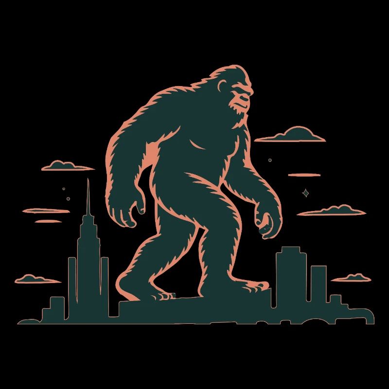 Gorille géant au-dessus des toits de la ville