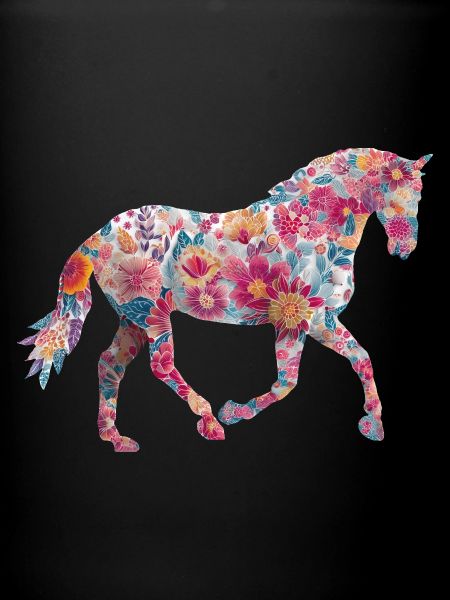Motif floral de chevaux