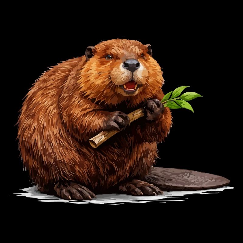 Castor avec illustration d’animaux forestiers branchés