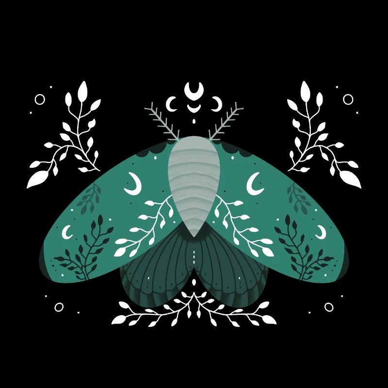 Green Moon Moth with Foliage