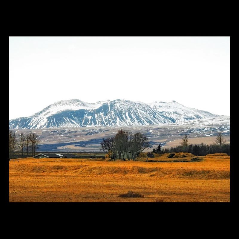 Snowy Mountain Fieldscape in Iceland