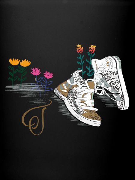 Wanderschuhe mit Blumen
