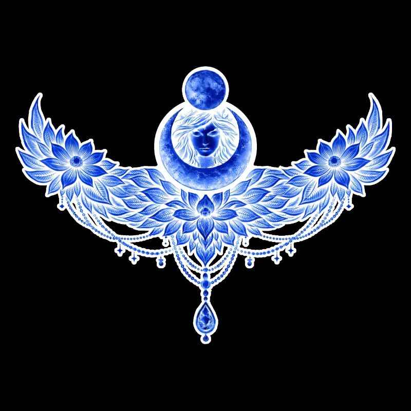 Lune ailée bleue