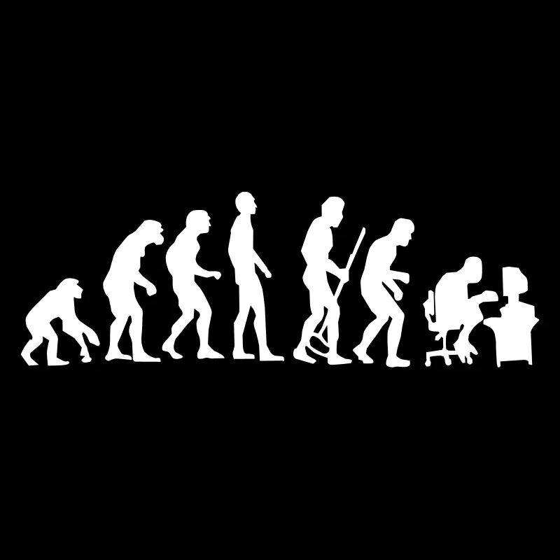 Evolution du singe à l'homme tordu en arrière Pc nerd