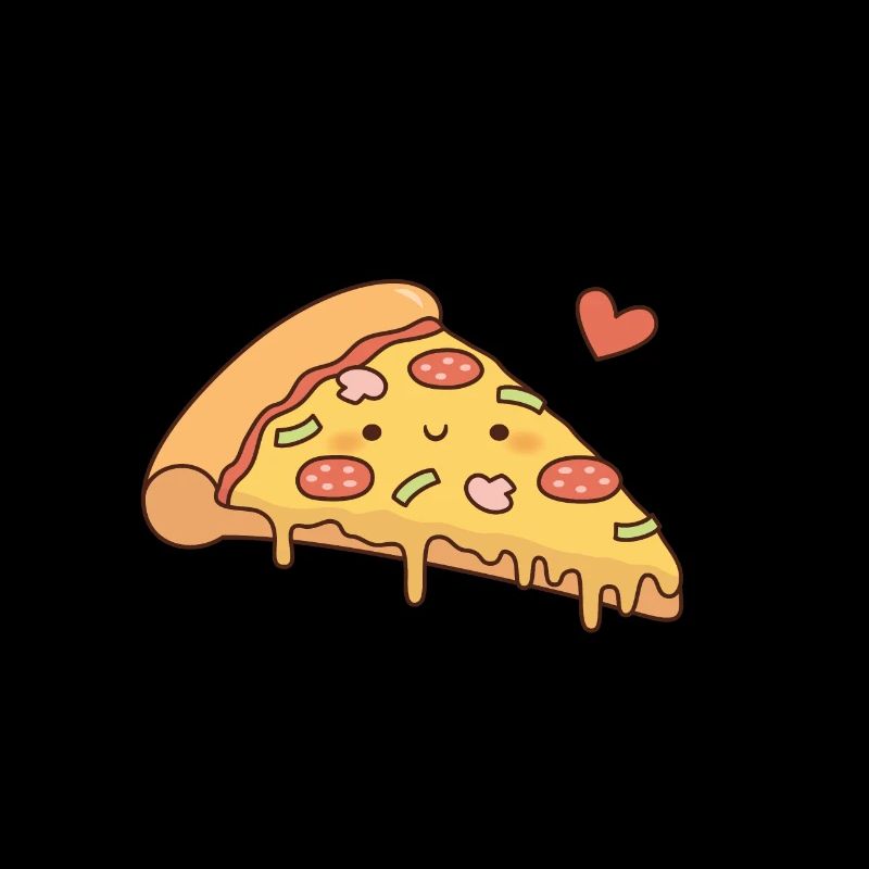 Nette Pizza und Herz kritzeln