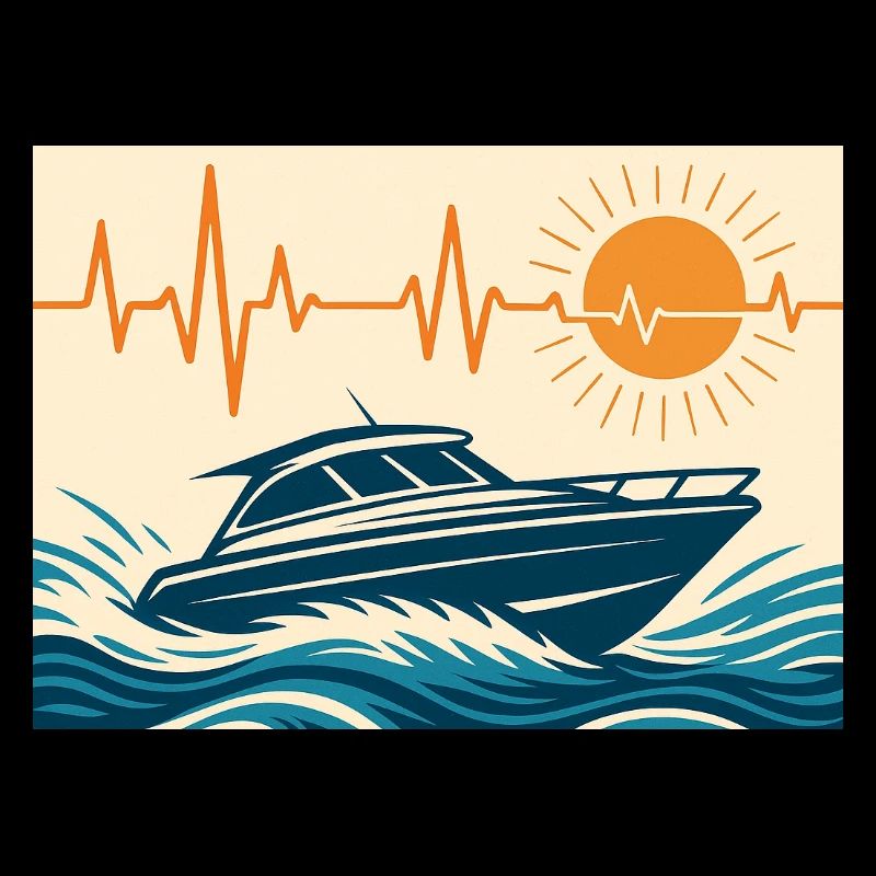 Maritime Sonnenuntergang mit Motorboot