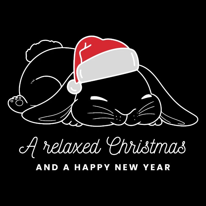 Relaxed Christmas bunny with hat - bright