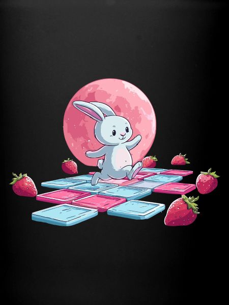Sautant sur la lune rose