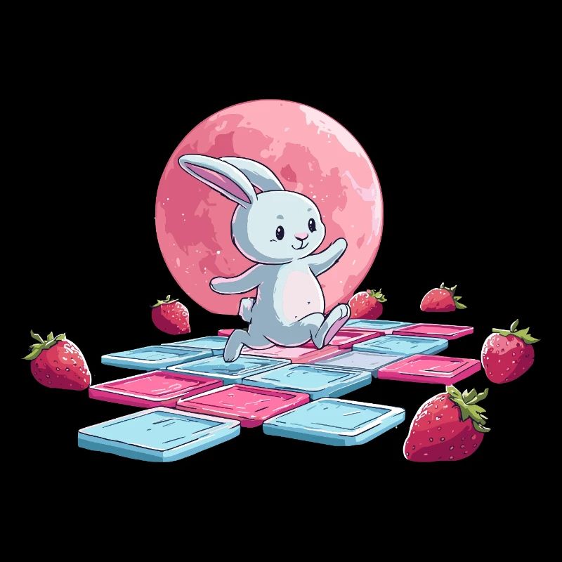 Sautant sur la lune rose