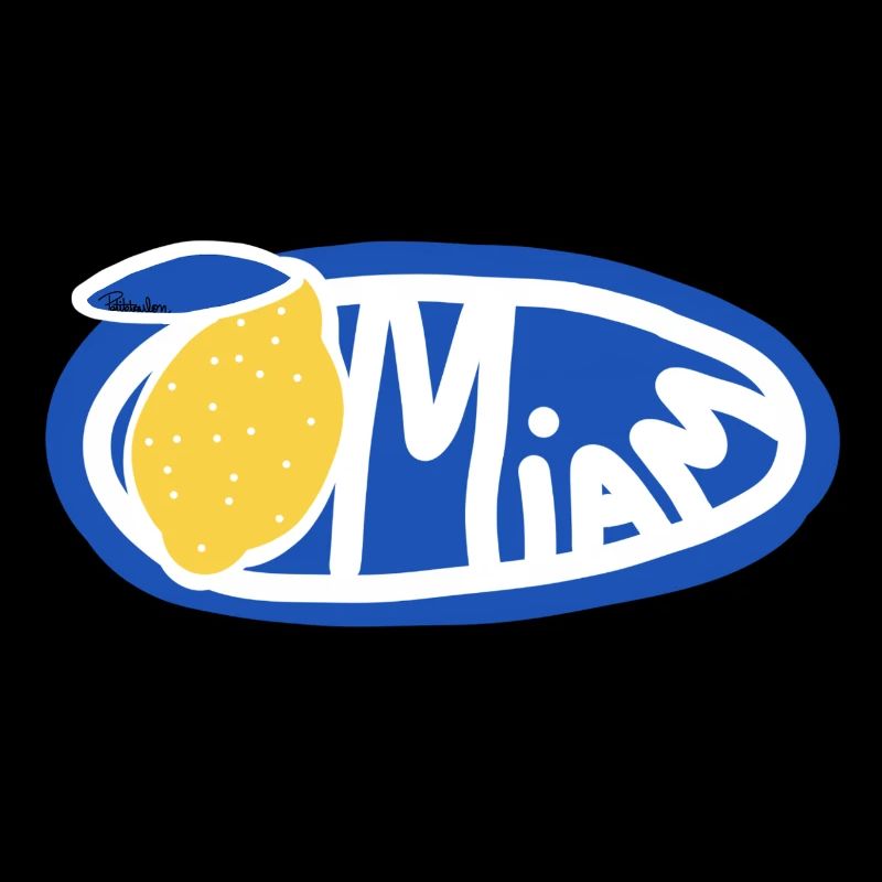 Lemon Yum Blue Retro Oval Logo