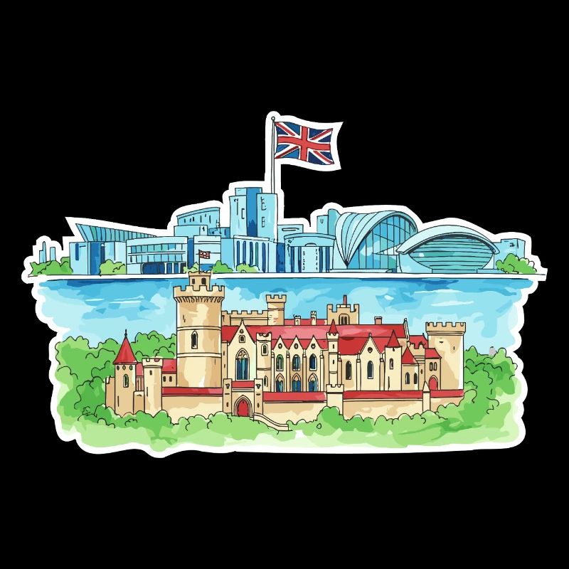 Cardiff Skyline Castle Millennium Centre Wales Kunst