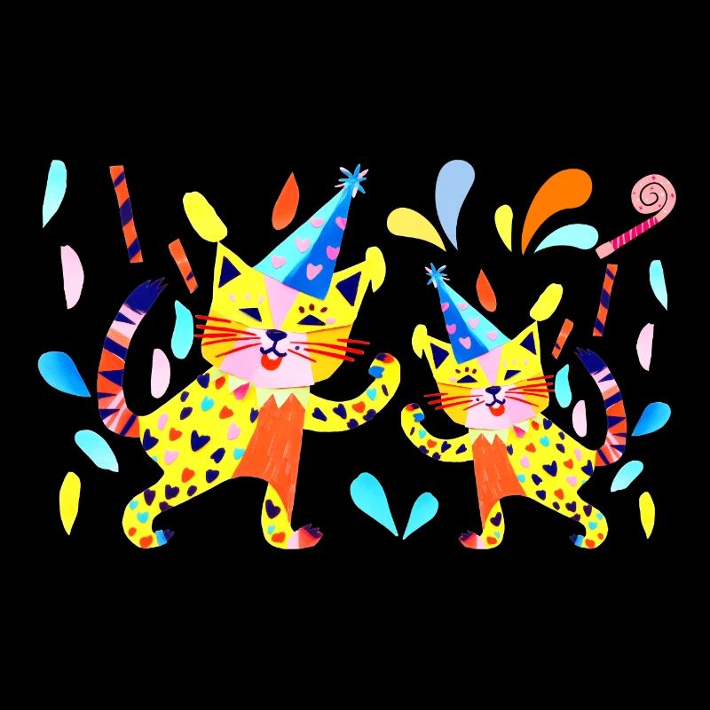 Fête Chats Couleurs Néon