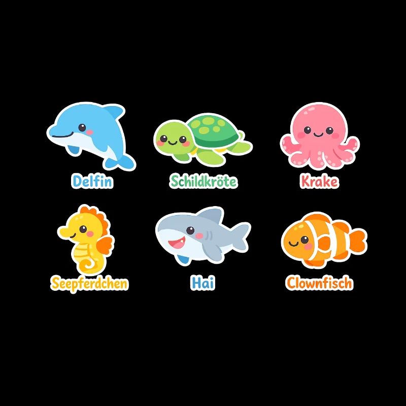 Autocollant des créatures marines câlines